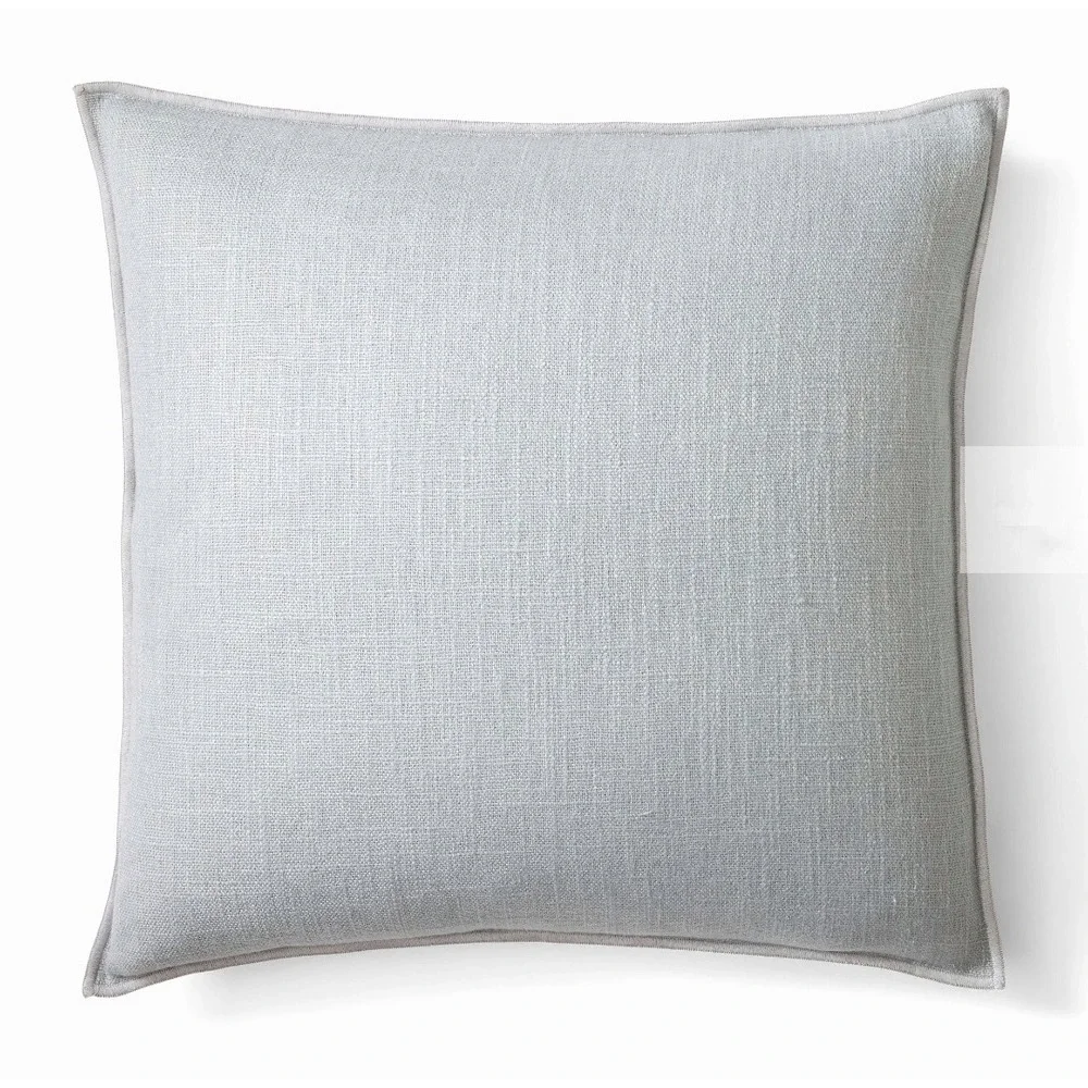 West Elm Throw Pillow Cover Home 20x20 Blue Belgian Flax Linen Square Sham